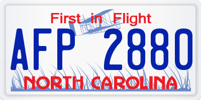 NC license plate AFP2880