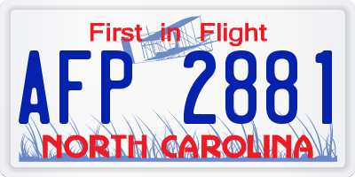 NC license plate AFP2881
