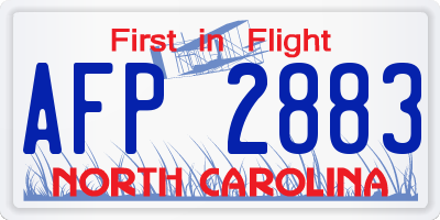 NC license plate AFP2883