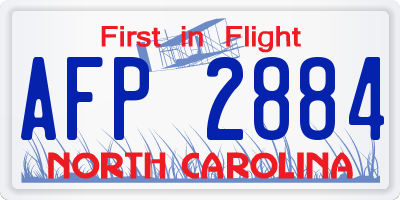 NC license plate AFP2884