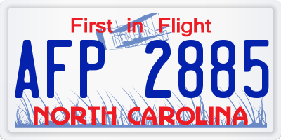 NC license plate AFP2885