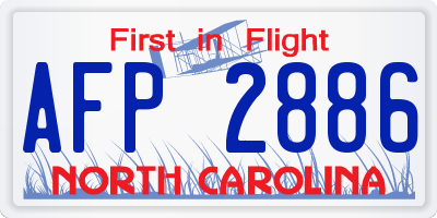 NC license plate AFP2886