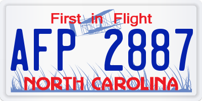 NC license plate AFP2887