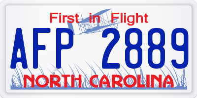 NC license plate AFP2889