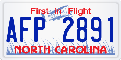 NC license plate AFP2891