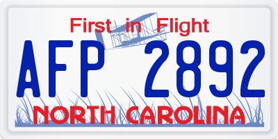 NC license plate AFP2892