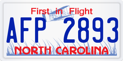 NC license plate AFP2893