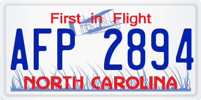 NC license plate AFP2894