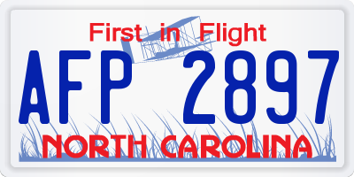 NC license plate AFP2897