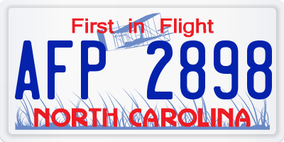 NC license plate AFP2898
