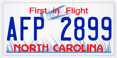 NC license plate AFP2899
