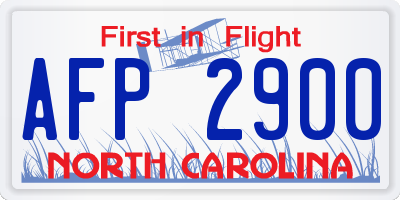 NC license plate AFP2900