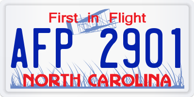 NC license plate AFP2901