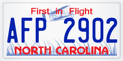 NC license plate AFP2902