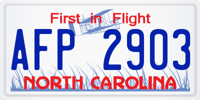 NC license plate AFP2903