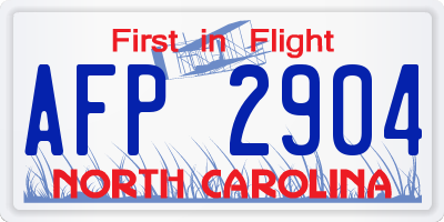 NC license plate AFP2904