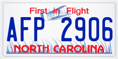 NC license plate AFP2906