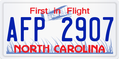 NC license plate AFP2907
