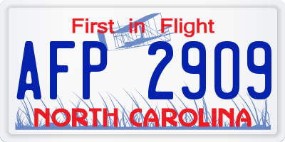 NC license plate AFP2909