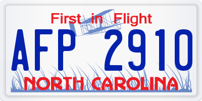 NC license plate AFP2910