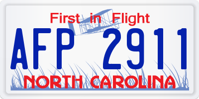 NC license plate AFP2911