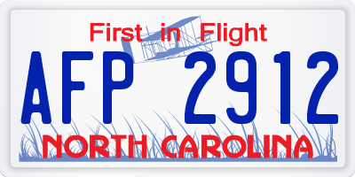 NC license plate AFP2912