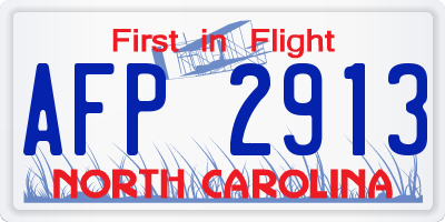 NC license plate AFP2913