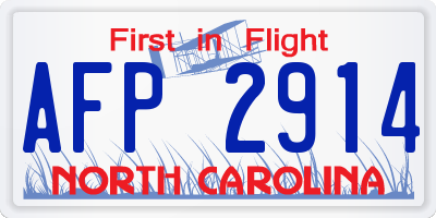 NC license plate AFP2914
