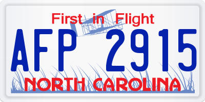 NC license plate AFP2915