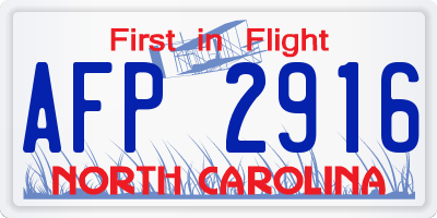 NC license plate AFP2916
