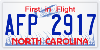 NC license plate AFP2917
