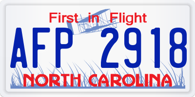NC license plate AFP2918