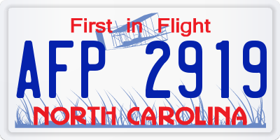 NC license plate AFP2919