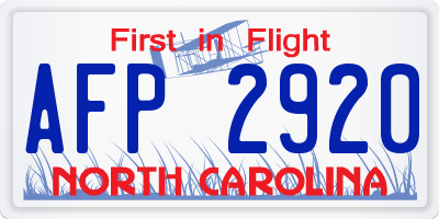 NC license plate AFP2920