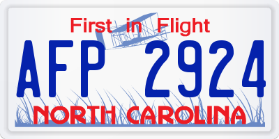 NC license plate AFP2924