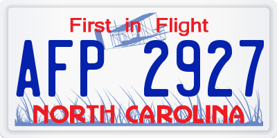 NC license plate AFP2927