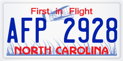 NC license plate AFP2928