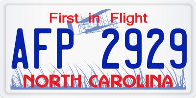 NC license plate AFP2929