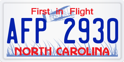 NC license plate AFP2930