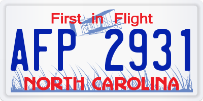 NC license plate AFP2931