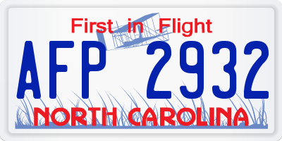 NC license plate AFP2932