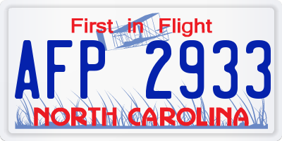 NC license plate AFP2933