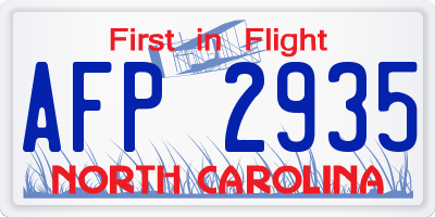 NC license plate AFP2935