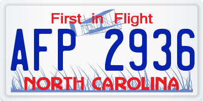 NC license plate AFP2936