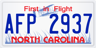 NC license plate AFP2937