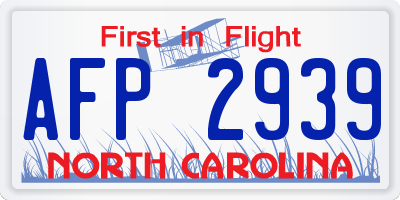 NC license plate AFP2939