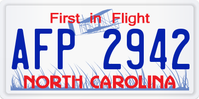 NC license plate AFP2942