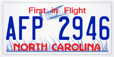 NC license plate AFP2946