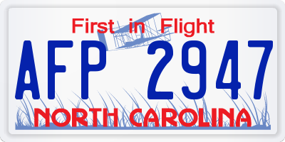 NC license plate AFP2947