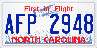NC license plate AFP2948